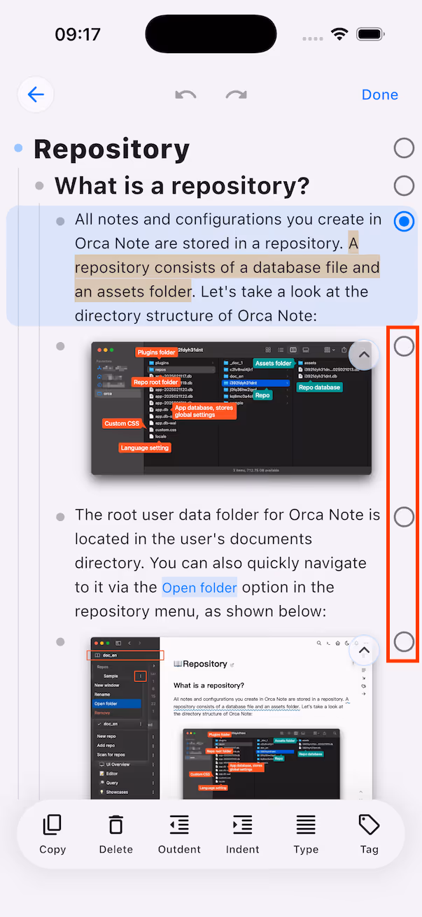 Swipe continuously to quickly select blocks