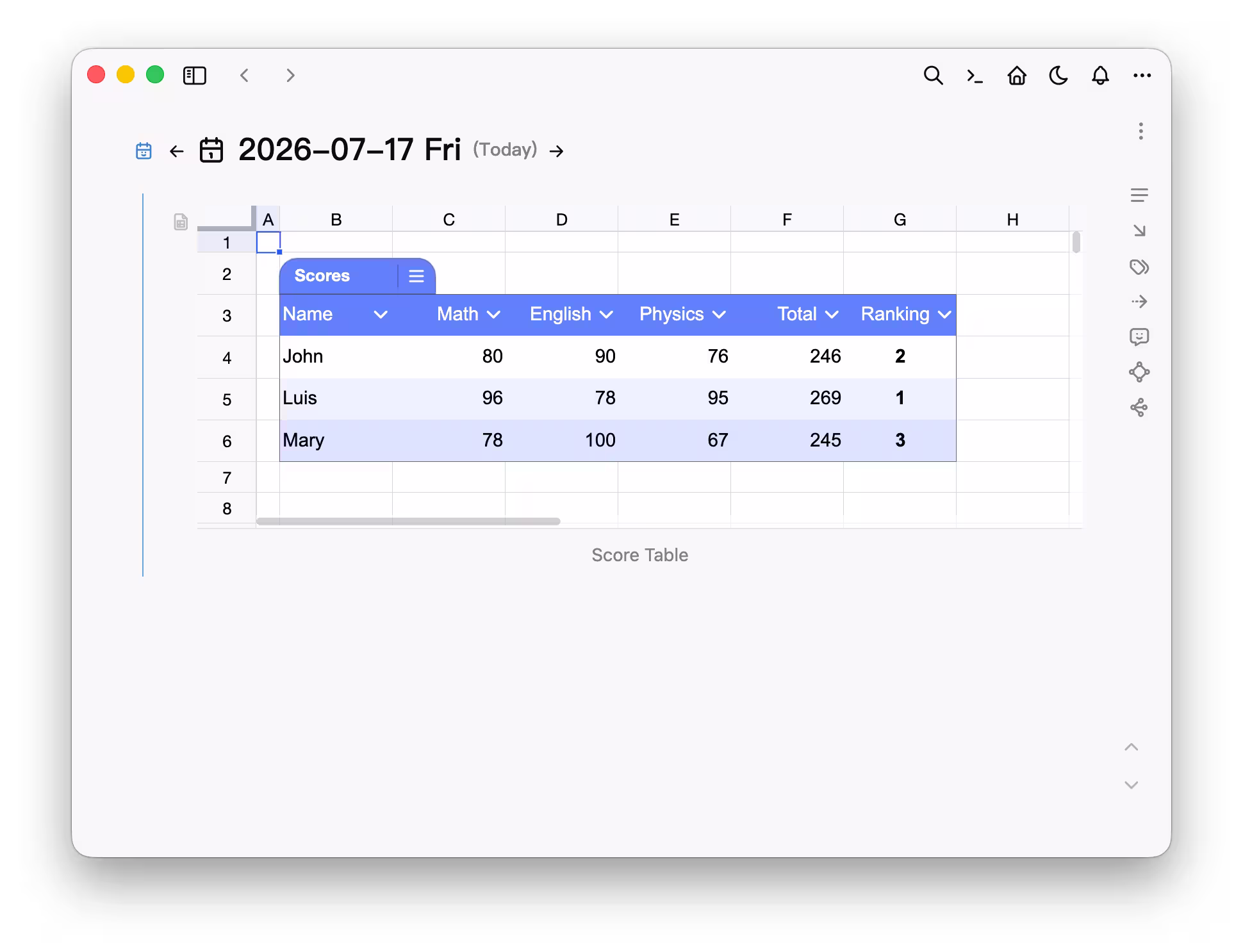 Spreadsheet