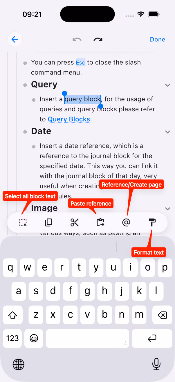 Quickly select all block content